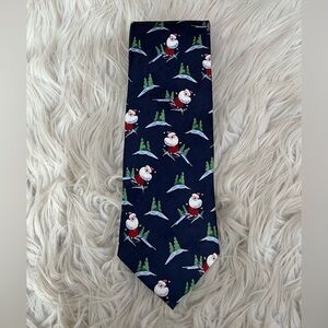 {John Ashford} Santa on Skis Christmas Silk Neck Tie - Adult One Size